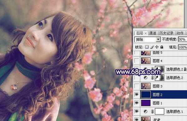 Photoshop 淡淡粉红色人物照片