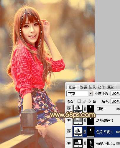 Photoshop制作柔和的暖调红褐色外景美女图片