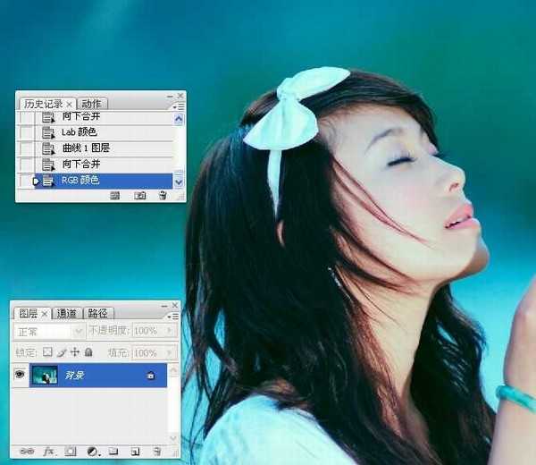 Photoshop使用LAB模式为偏暗的美女图片调出通透的阿宝色效果