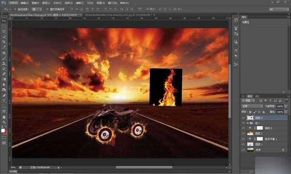 ps合成一辆超酷的火焰摩托车特效