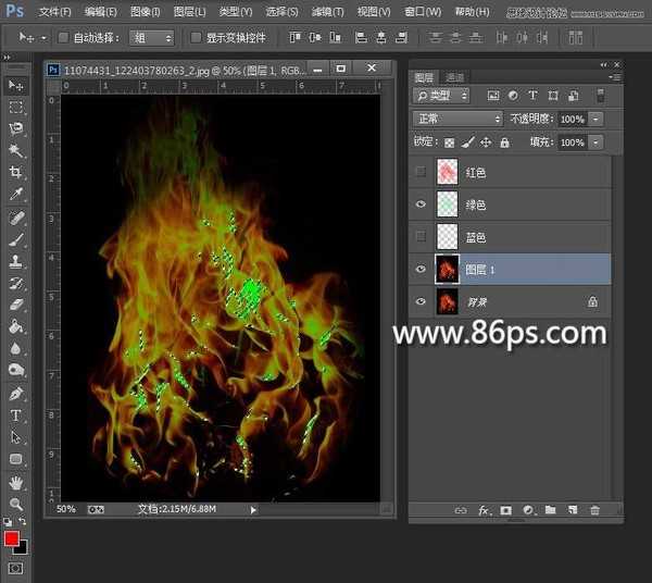 Photoshop使用通道快速的抠出燃烧的火苗效果图