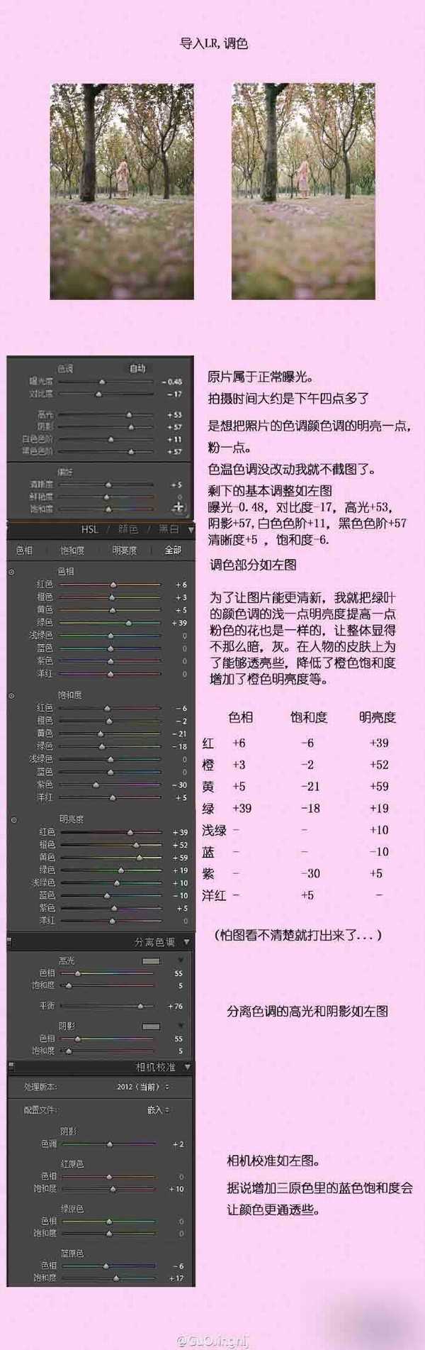 PS调出唯美的红粉佳人色调森林外景照片