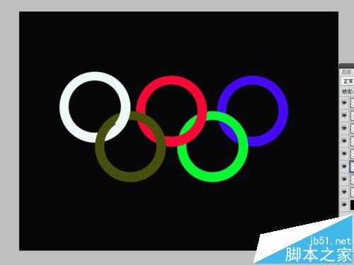 ps怎么绘制五色五环的标志?