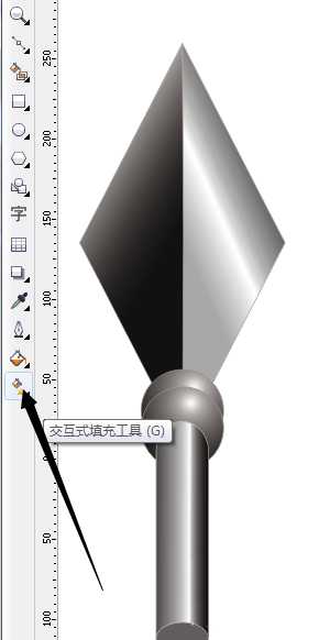 cdr怎么画矛? cdr中绘制尖尖的立体矛的教程