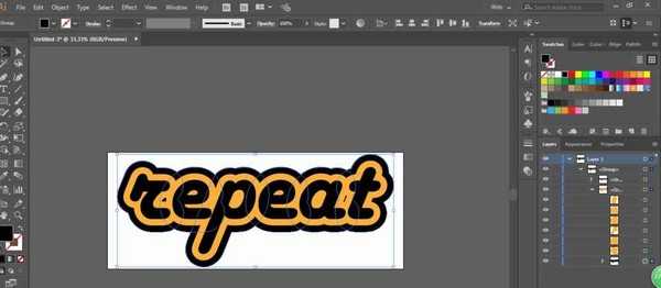 ai怎么设计多层描边效果的重复型字体?