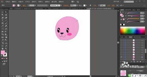 ai怎么绘制粉色小熊? ai小粉熊的画法