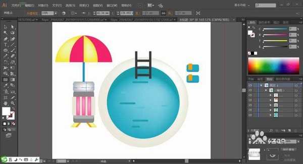 ai怎么手绘游泳池矢量图? ai游泳池插画的画法