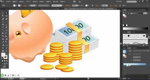 AI怎么设计存钱罐矢量图 AI绘制可爱小猪存钱罐图标教程