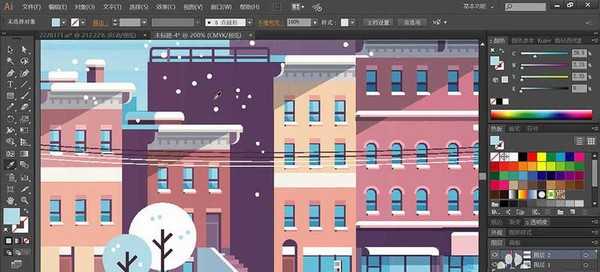 ai怎么设计冬季城市插画? ai手绘城市入冬矢量图的技巧